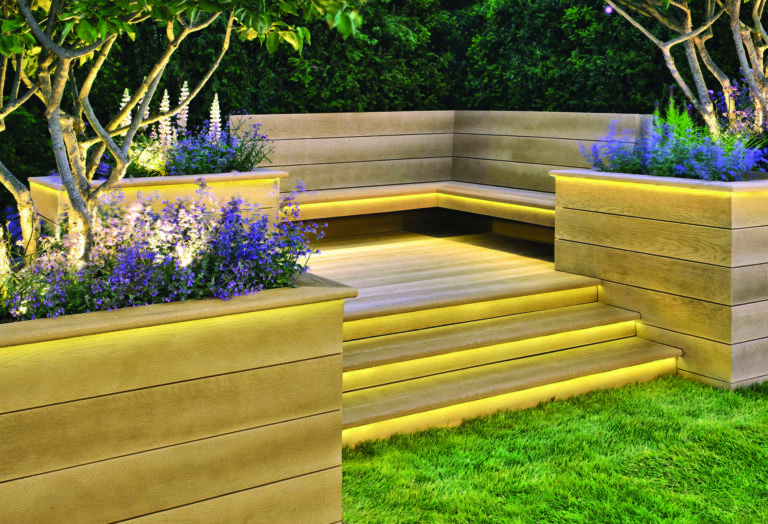 MEBF50G_Bullnose Edging_Golden Oak_Project Imagery_Bench and Steps